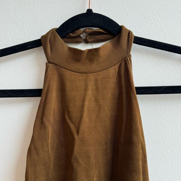 Zara Halterneck Ribbed Copper Color Bodysuit - Medium - Picture 3 of 7